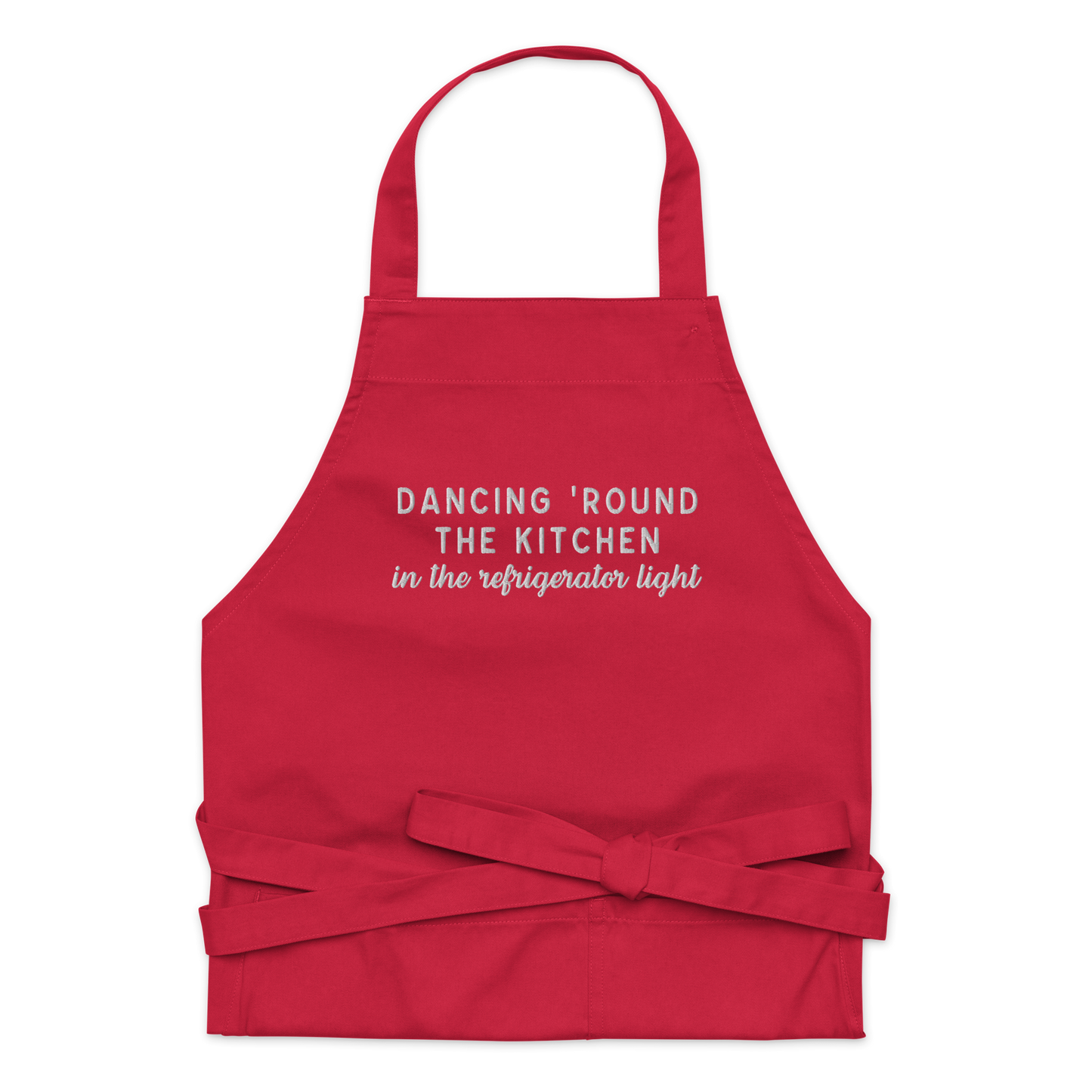 Dancing 'Round The Kitchen Embroidered Organic Cotton Apron