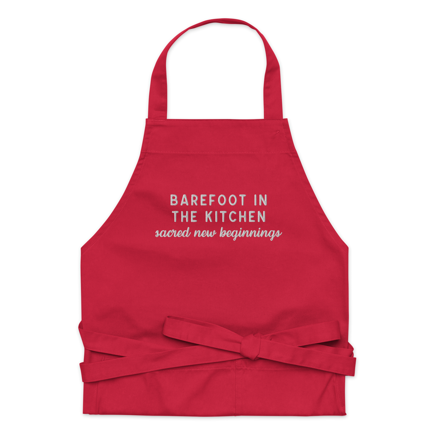 Barefoot in The Kitchen Embroidered Organic Cotton Apron