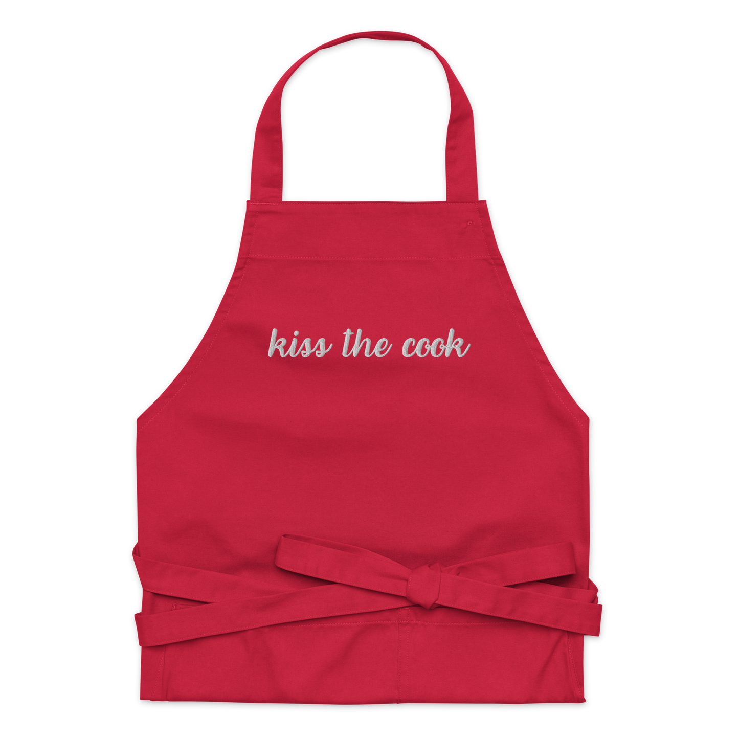 Kiss the Cook Embroidered Organic Cotton Apron