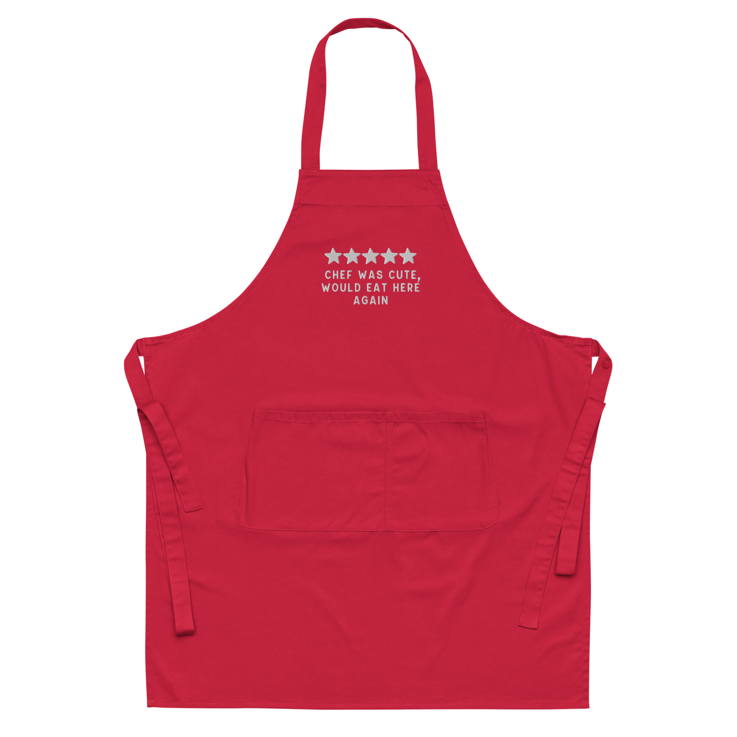 Chef Was Cute Embroidered Organic Cotton Apron