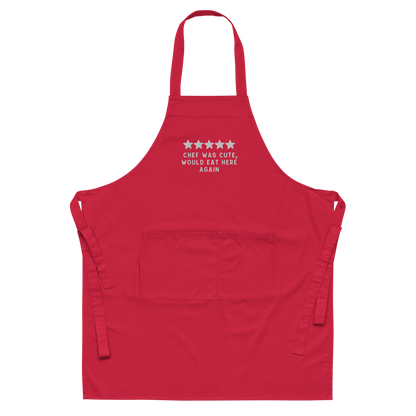 Chef Was Cute Embroidered Organic Cotton Apron