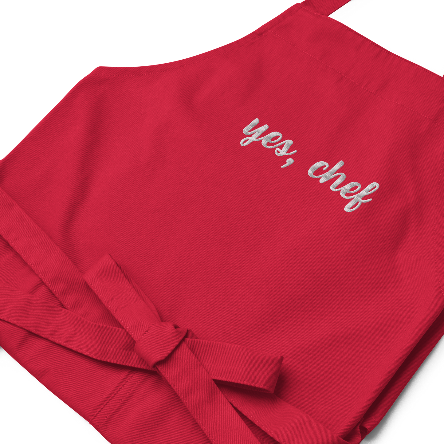 Yes, Chef Cursive Embroidered Organic Cotton Apron