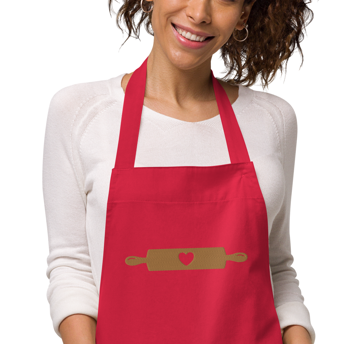 Rolling Pin Baking Embroidered Organic Cotton Apron