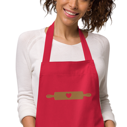 Rolling Pin Baking Embroidered Organic Cotton Apron