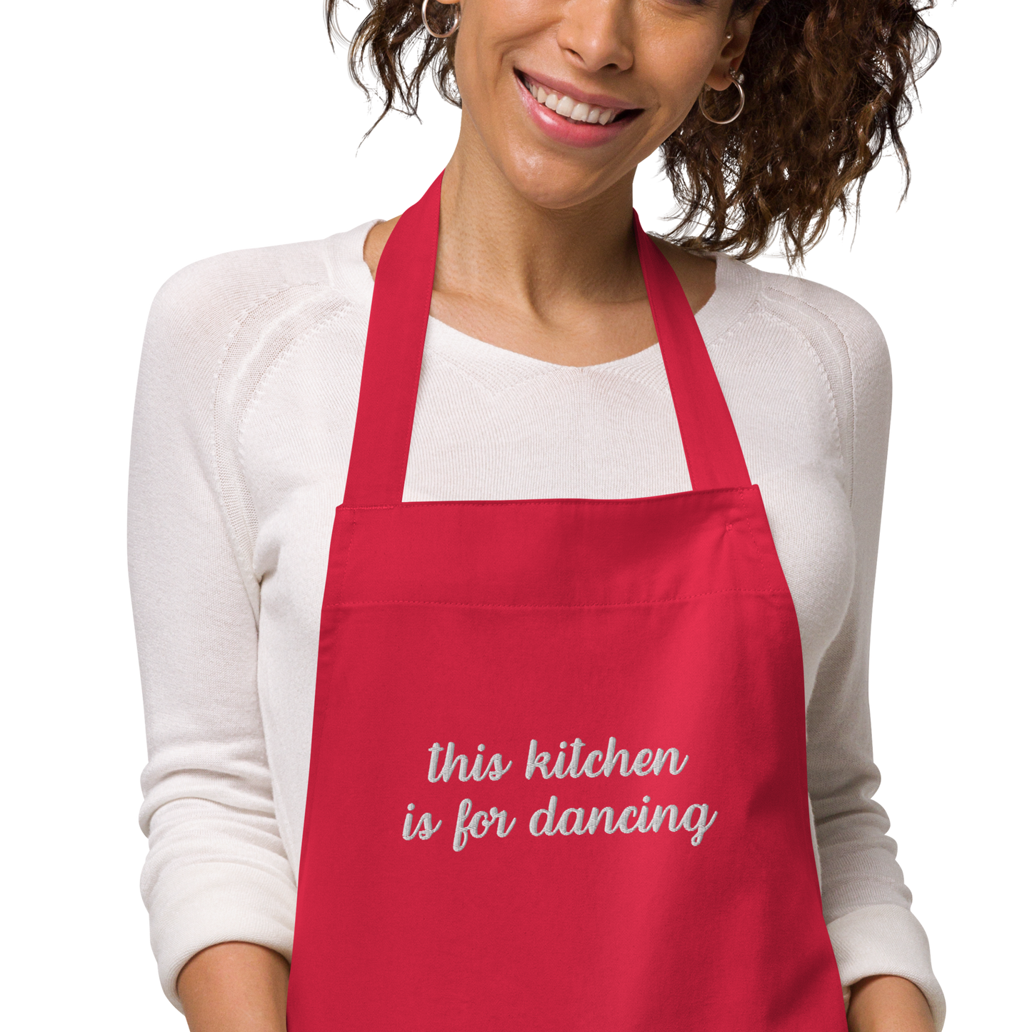 This Kitchen is For Dancing Embroidered Organic Cotton Apron