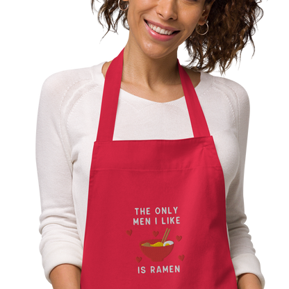 The Only Men I Like Ramen Embroidered Organic Cotton Apron