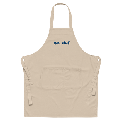 Yes, Chef Cursive Embroidered Organic Cotton Apron