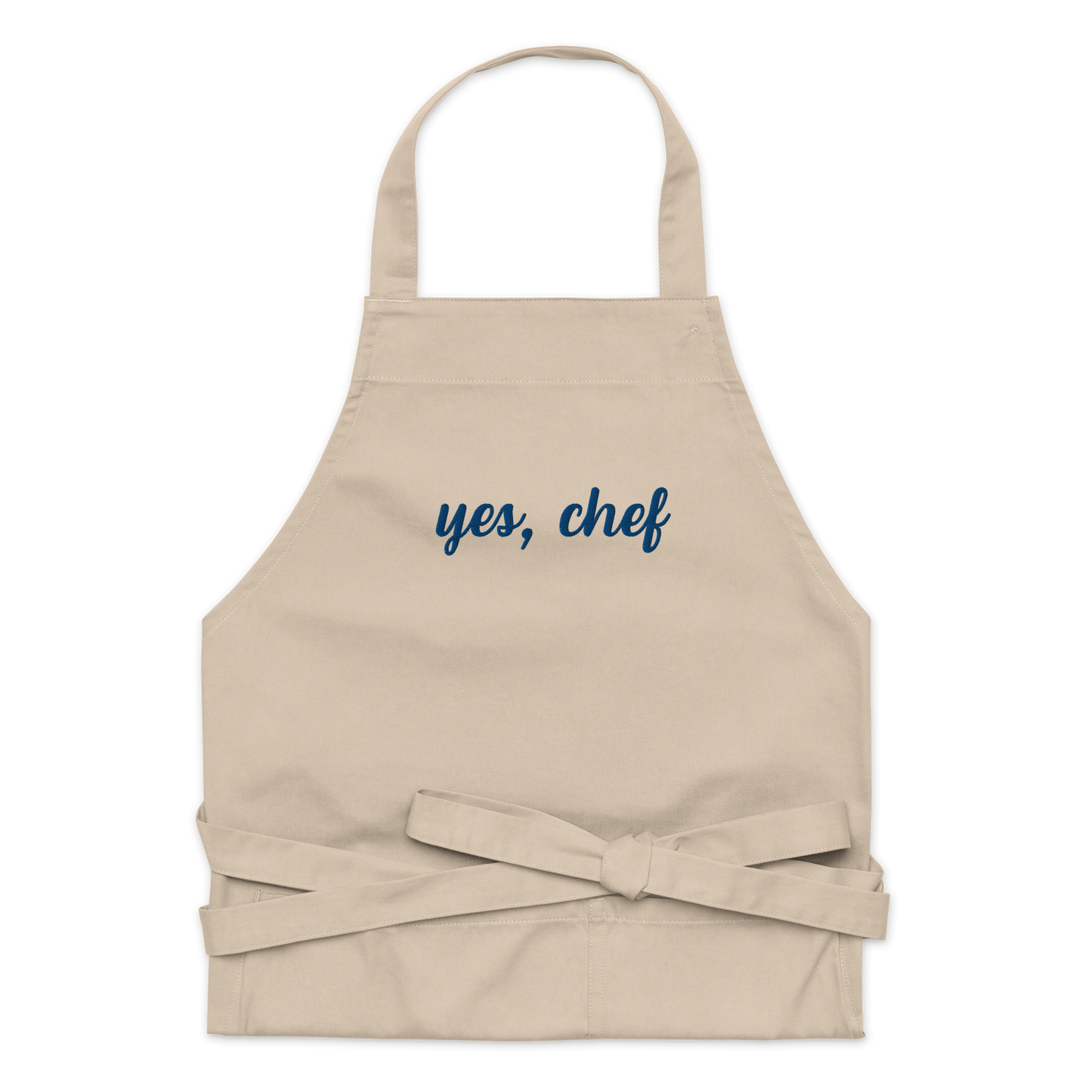 Yes, Chef Cursive Embroidered Organic Cotton Apron