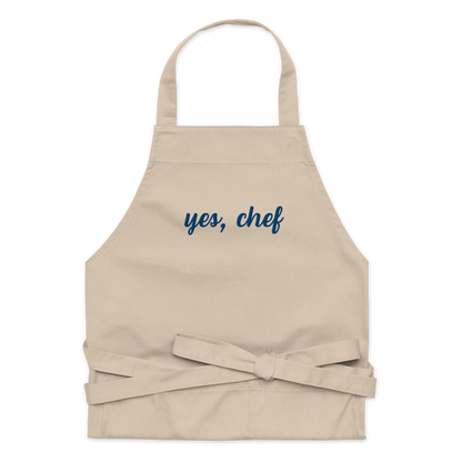 Yes, Chef Cursive Embroidered Organic Cotton Apron