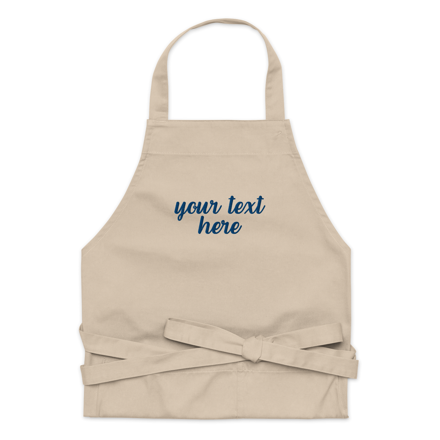 CUSTOM Your Text Cursive Embroidered Organic Cotton Apron