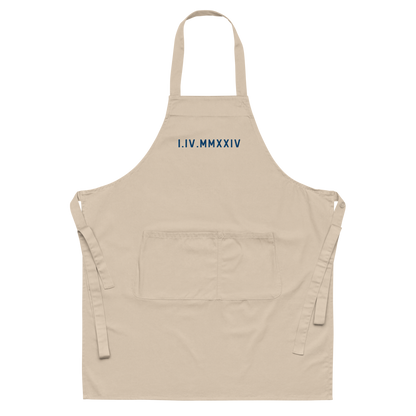 CUSTOM Roman Numerals Date Embroidered Organic Cotton Apron