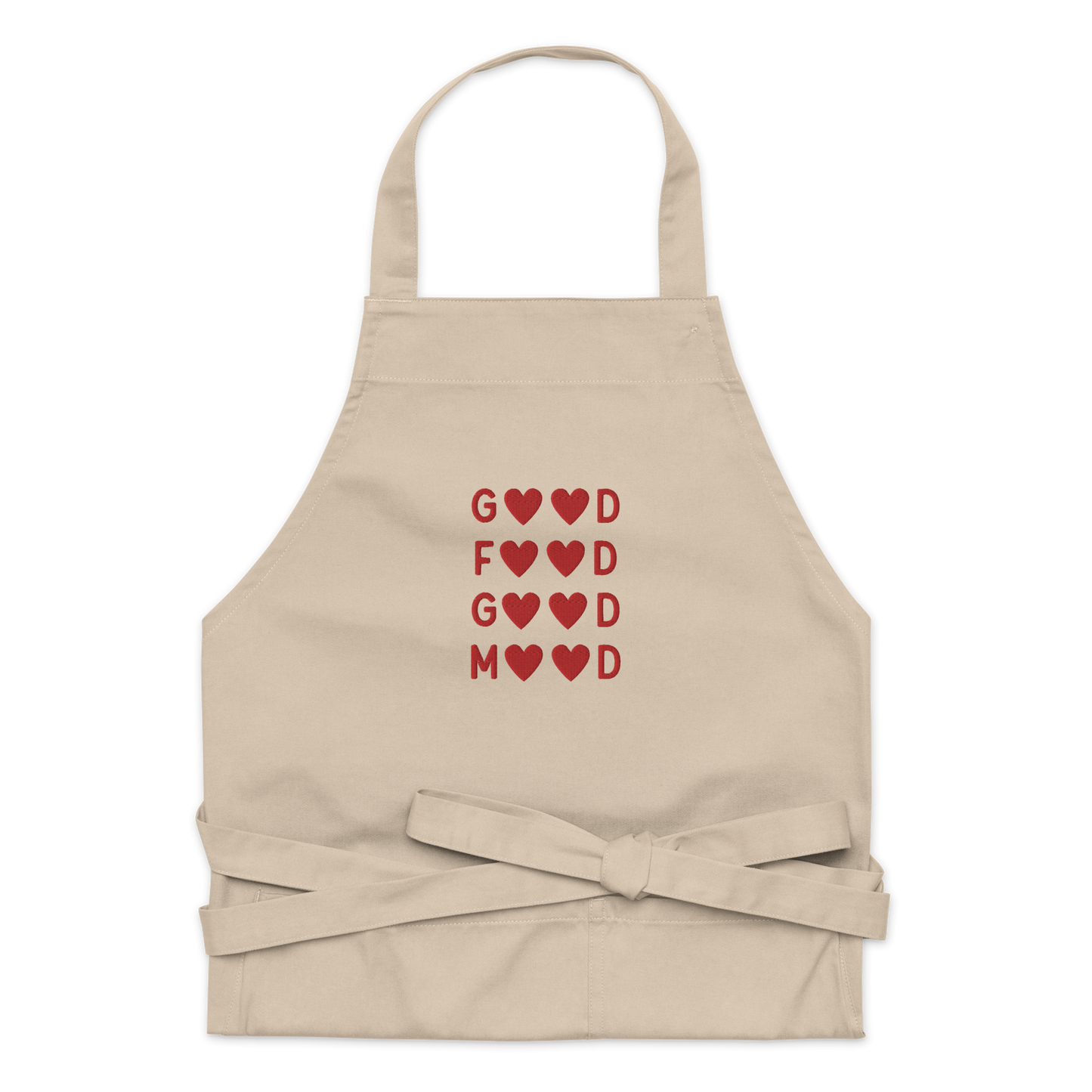 Good Food Good Mood Embroidered Organic Cotton Apron