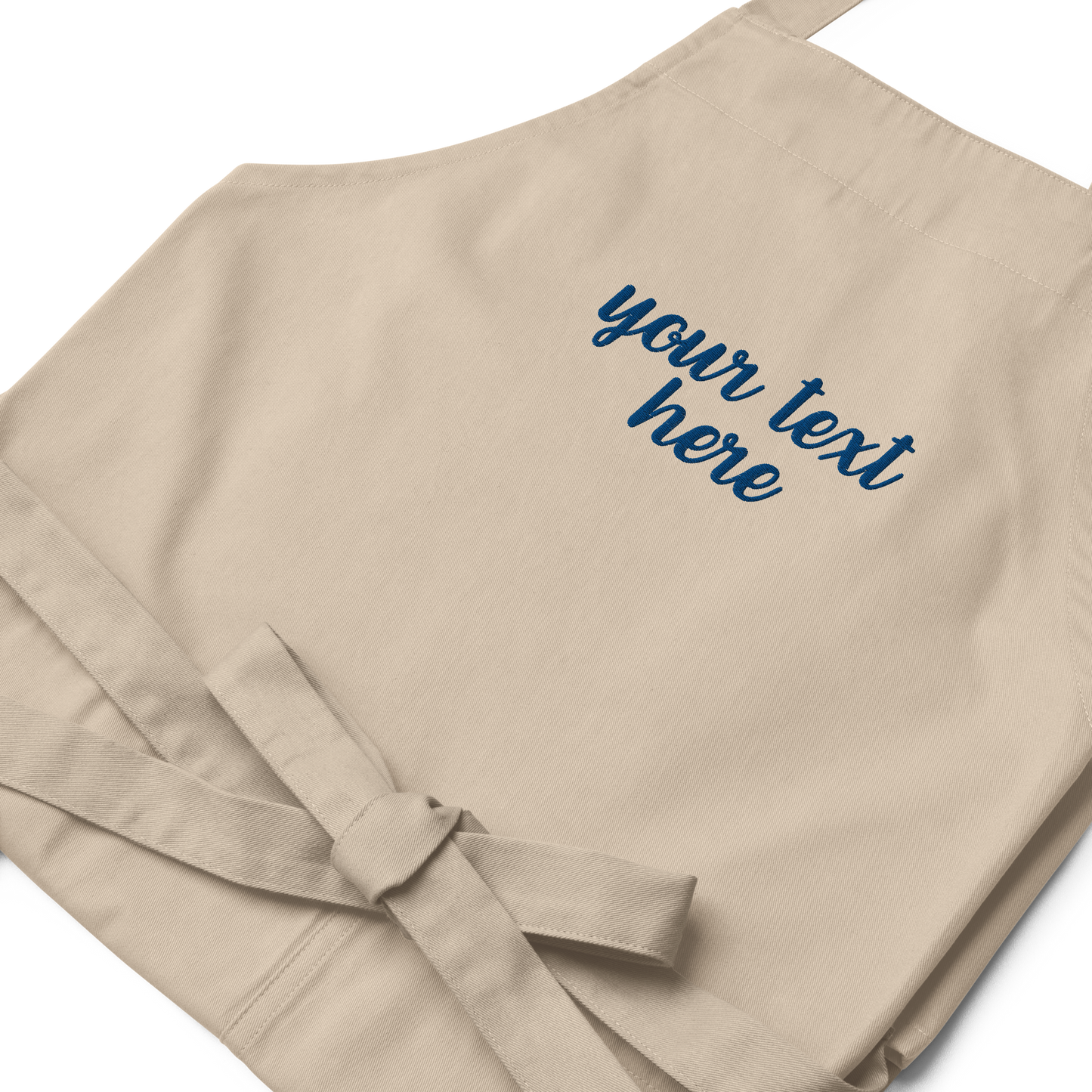 CUSTOM Your Text Cursive Embroidered Organic Cotton Apron