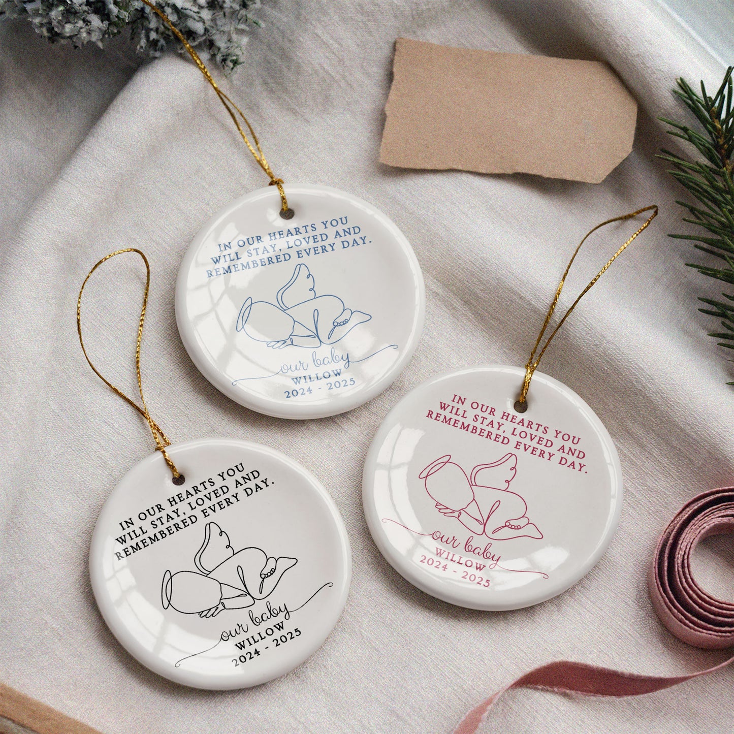 CUSTOM Baby Memorial Ceramic Christmas Ornament