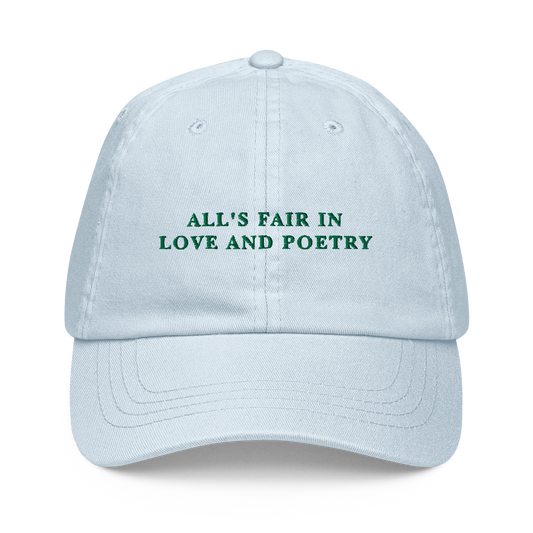 All's Fair In Love And Poetry Embroidered Pastel Baseball Cap