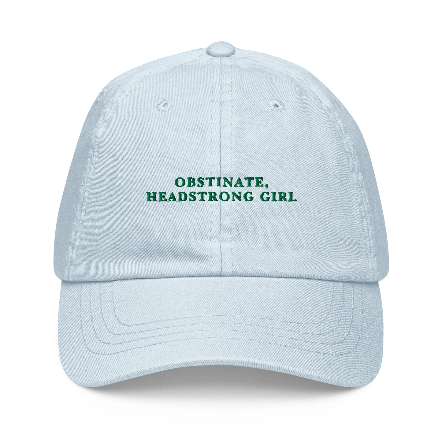 Obstinate Headstrong Girl Jane Austen Embroidered Pastel Baseball Cap