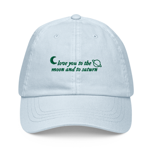 Love You to the Moon and to Saturn Embroidered Pastel Baseball Cap