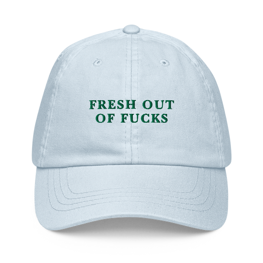 Fresh Out Of Fucks Embroidered Pastel Baseball Cap