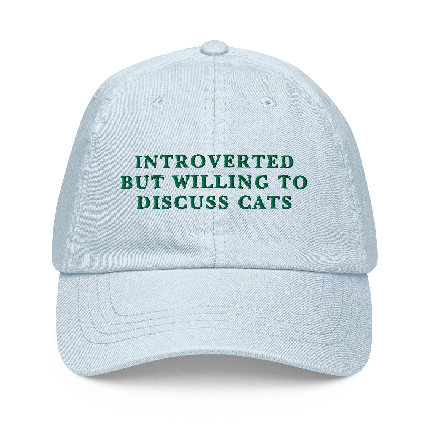 Introverted But Willing To Discuss Cats Embroidered Pastel Baseball Cap