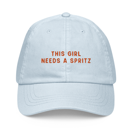 This Girl Needs a Spritz Embroidered Pastel Baseball Cap