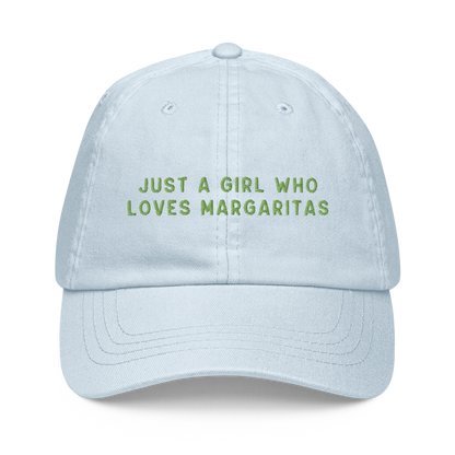 Just A Girl Who Loves Margaritas Embroidered Pastel Baseball Cap