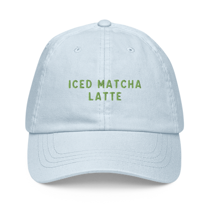 Iced Matcha Latte Embroidered Pastel Baseball Cap