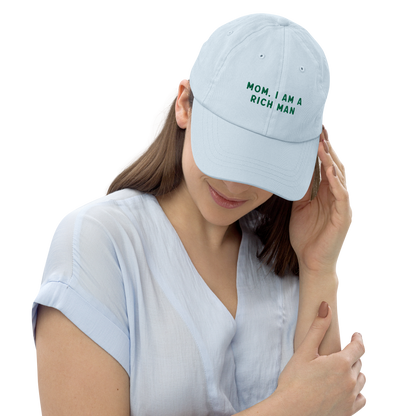 Mom, I am a Rich Man Embroidered Pastel Baseball Cap