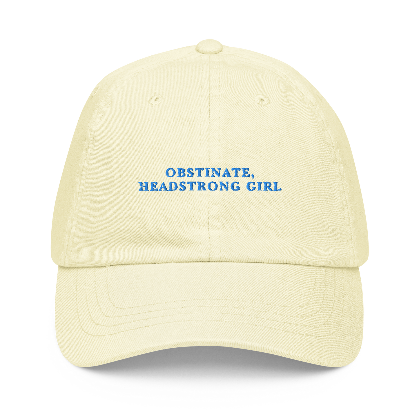 Obstinate Headstrong Girl Jane Austen Embroidered Pastel Baseball Cap