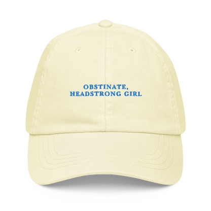 Obstinate Headstrong Girl Jane Austen Embroidered Pastel Baseball Cap