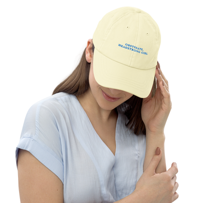 Obstinate Headstrong Girl Jane Austen Embroidered Pastel Baseball Cap