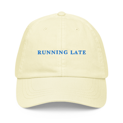 Running Late Embroidered Pastel Baseball Cap