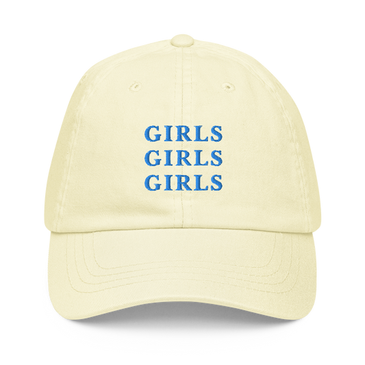 Girls Girls Girls Embroidered Pastel Baseball Cap