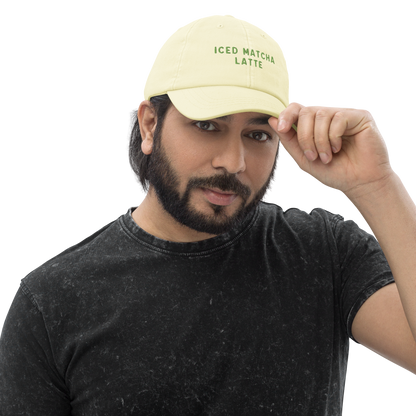 Iced Matcha Latte Embroidered Pastel Baseball Cap