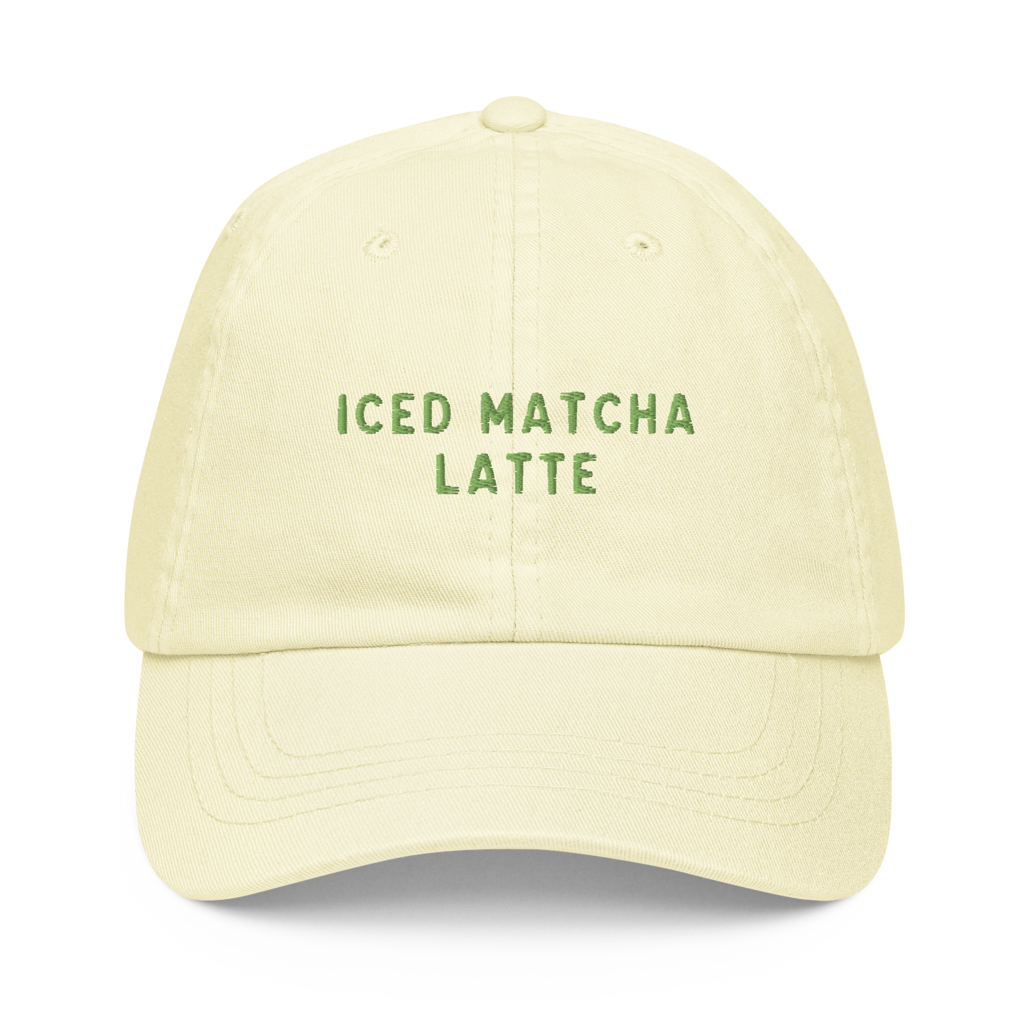 Iced Matcha Latte Embroidered Pastel Baseball Cap