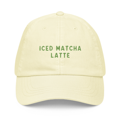 Iced Matcha Latte Embroidered Pastel Baseball Cap