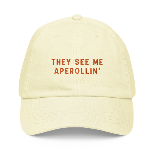 They See Me Aperollin' Embroidered Pastel Baseball Cap