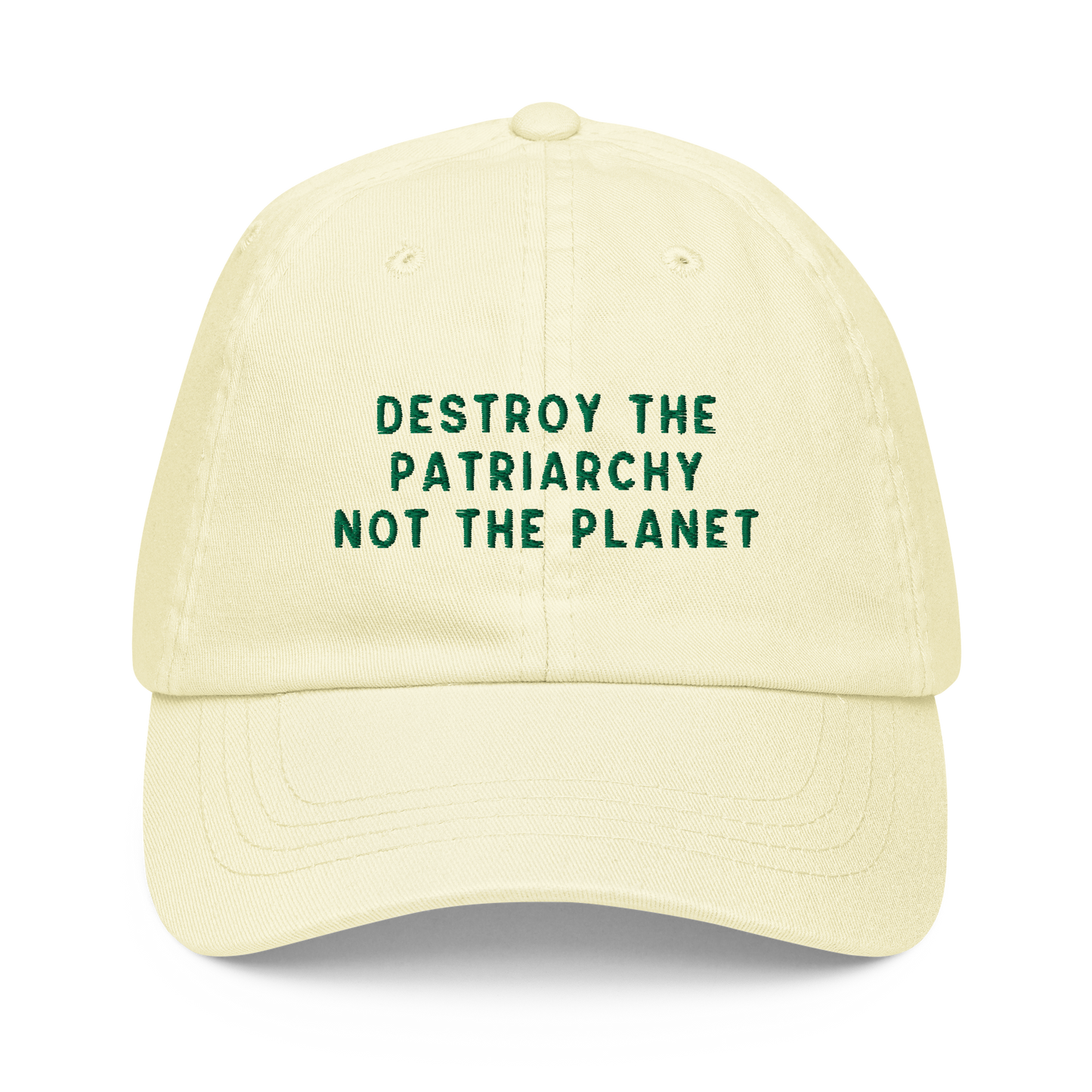 Destroy The Patriarchy Not The Planet Embroidered Pastel Baseball Cap