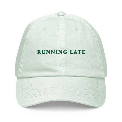 Running Late Embroidered Pastel Baseball Cap