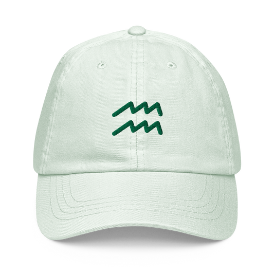 Aquarius Zodiac Symbol Embroidered Pastel Baseball Cap