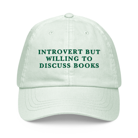 Introvert But Willing To Discuss Books Embroidered Pastel Baseball Cap