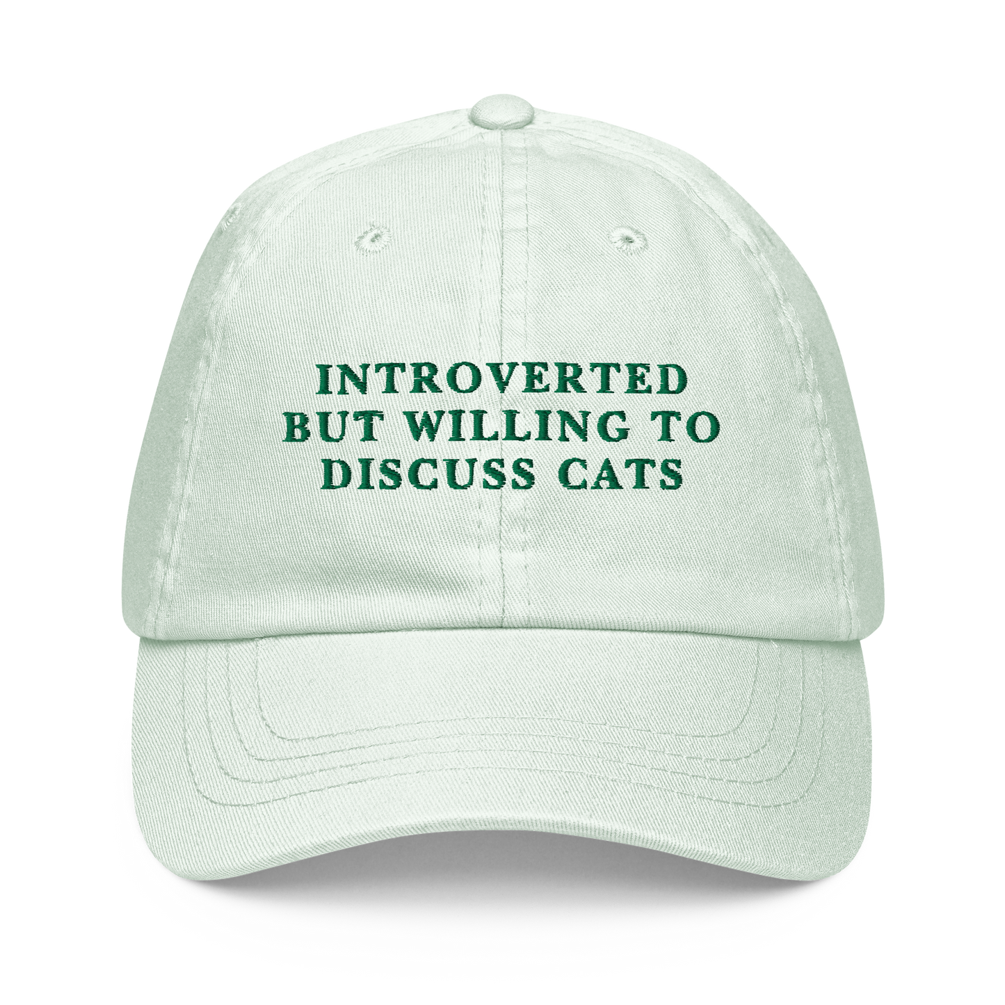 Introverted But Willing To Discuss Cats Embroidered Pastel Baseball Cap