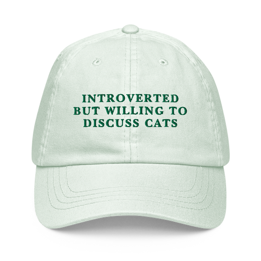 Introverted But Willing To Discuss Cats Embroidered Pastel Baseball Cap