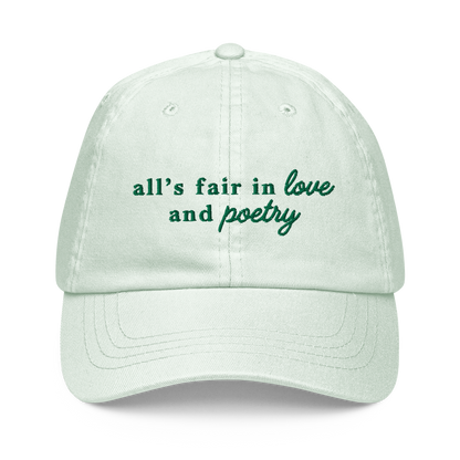 All's Fair In Love And Poetry Embroidered Pastel Baseball Cap