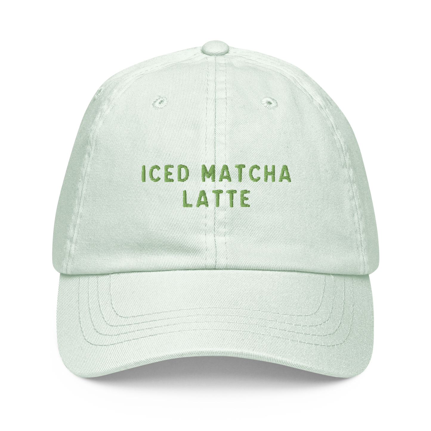 Iced Matcha Latte Embroidered Pastel Baseball Cap