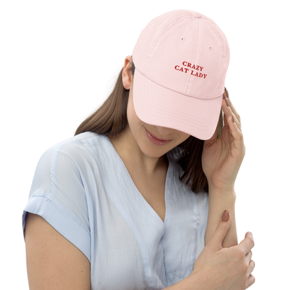 Crazy Cat Lady Embroidered Pastel Baseball Cap