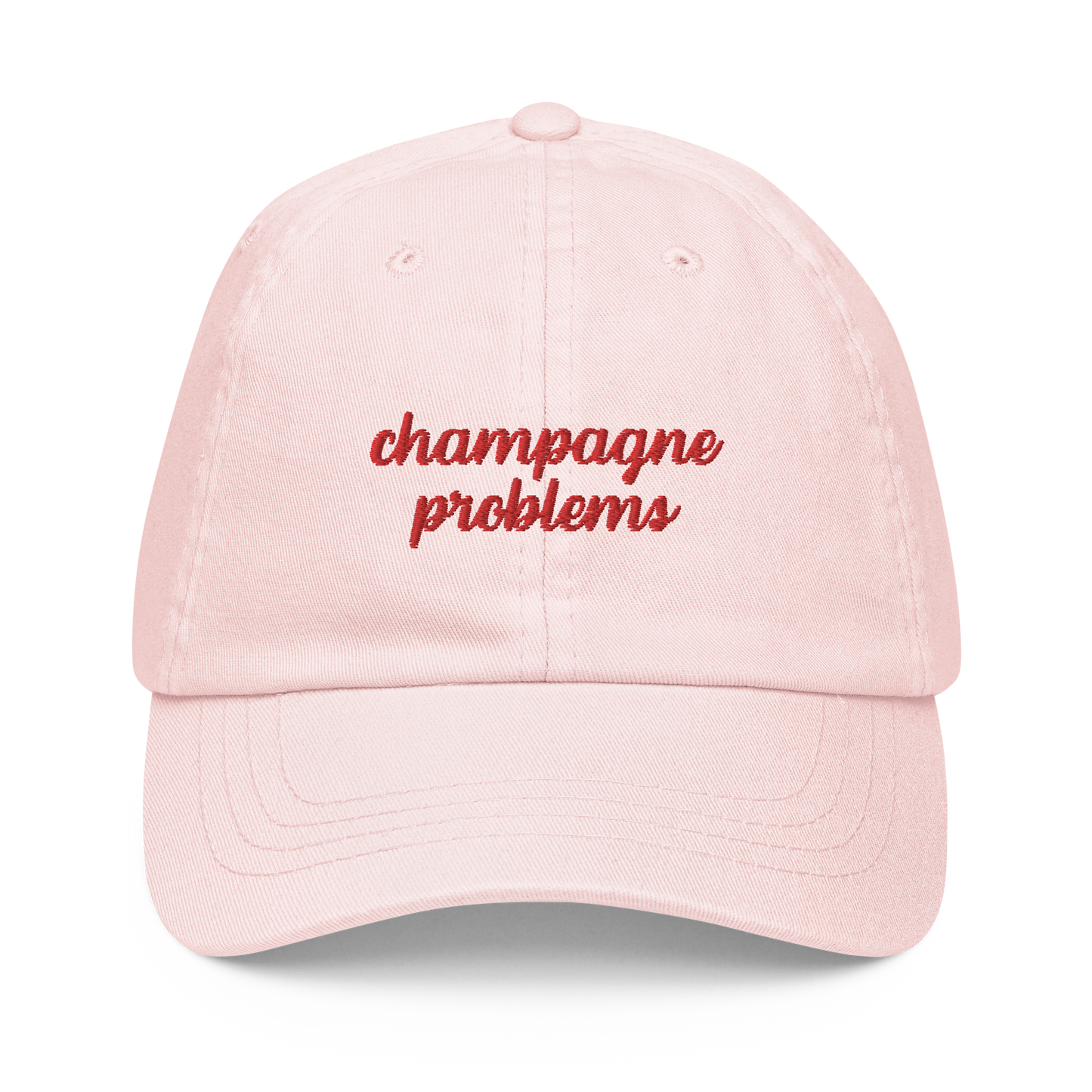 Champagne Problems Embroidered Pastel Baseball Cap