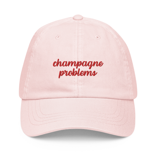 Champagne Problems Embroidered Pastel Baseball Cap
