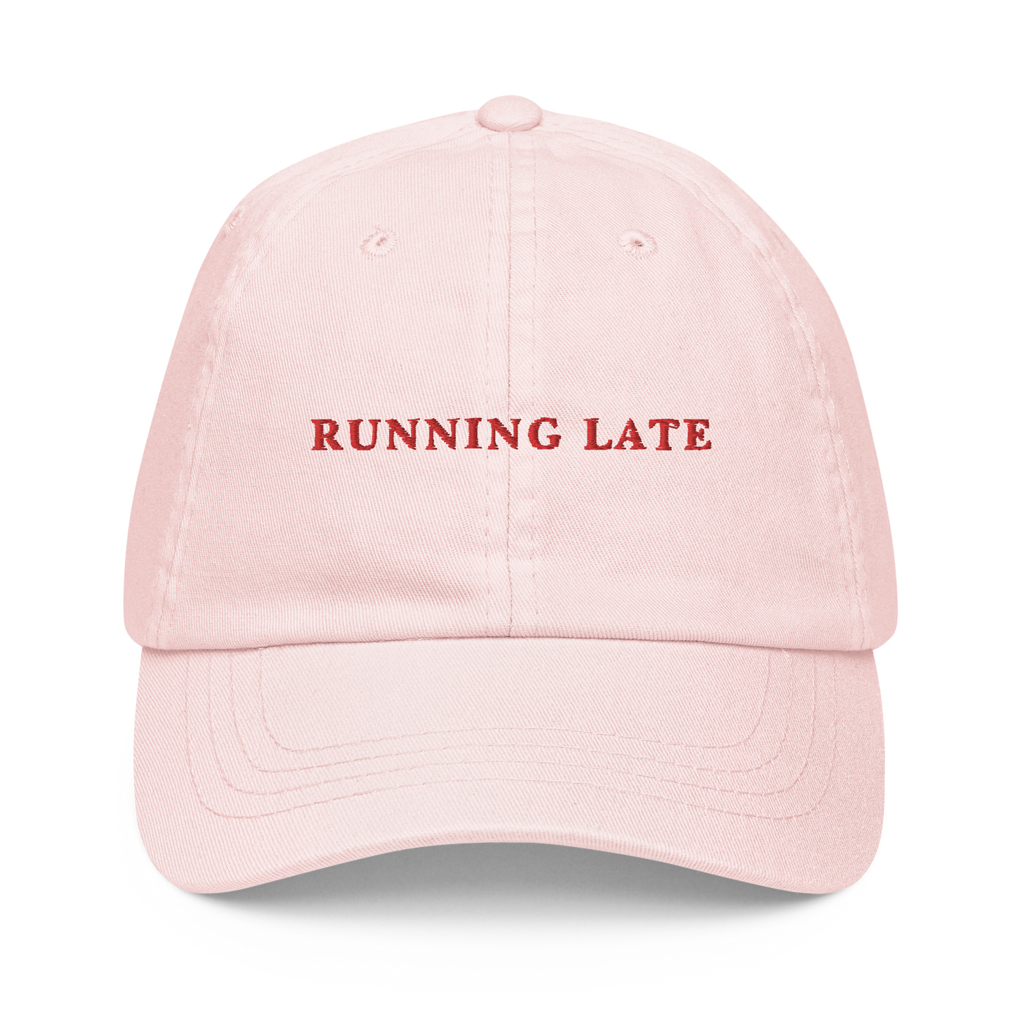 Running Late Embroidered Pastel Baseball Cap