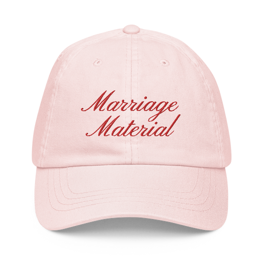 Marriage Material Cursive Embroidered Pastel Baseball Cap