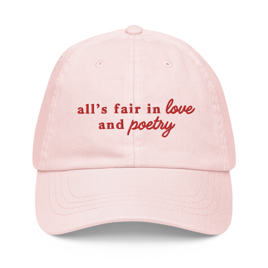 All's Fair In Love And Poetry Embroidered Pastel Baseball Cap